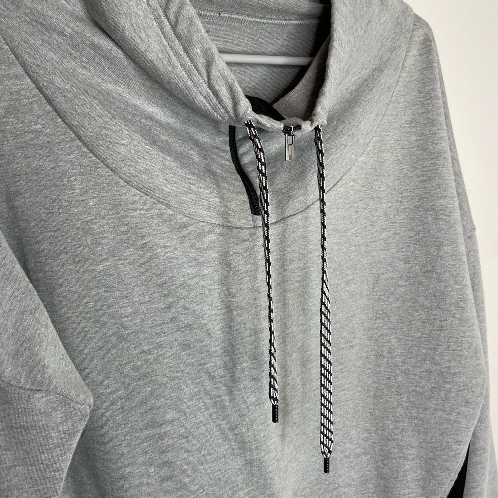 Lucy cowl neck 1/4 zip mesh back grey pullover medium - Picture 2 of 10